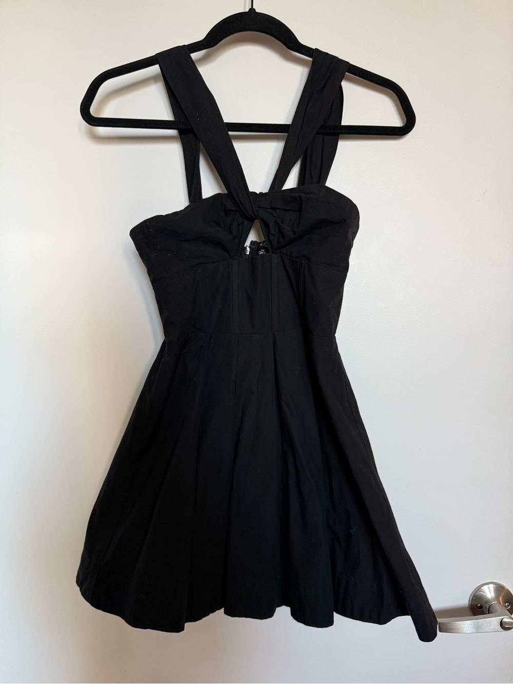 For Love & Lemons Black Knot-Front Mini Dress